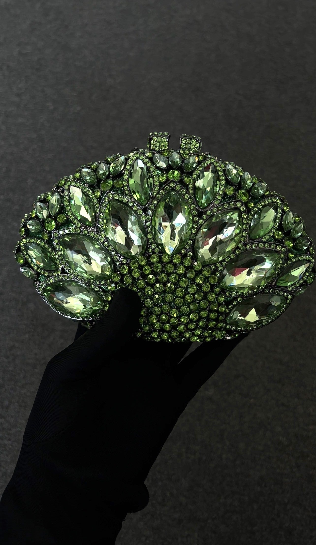 Green jeweled clutch ,A perfect statement piece to elevate any glamorous look