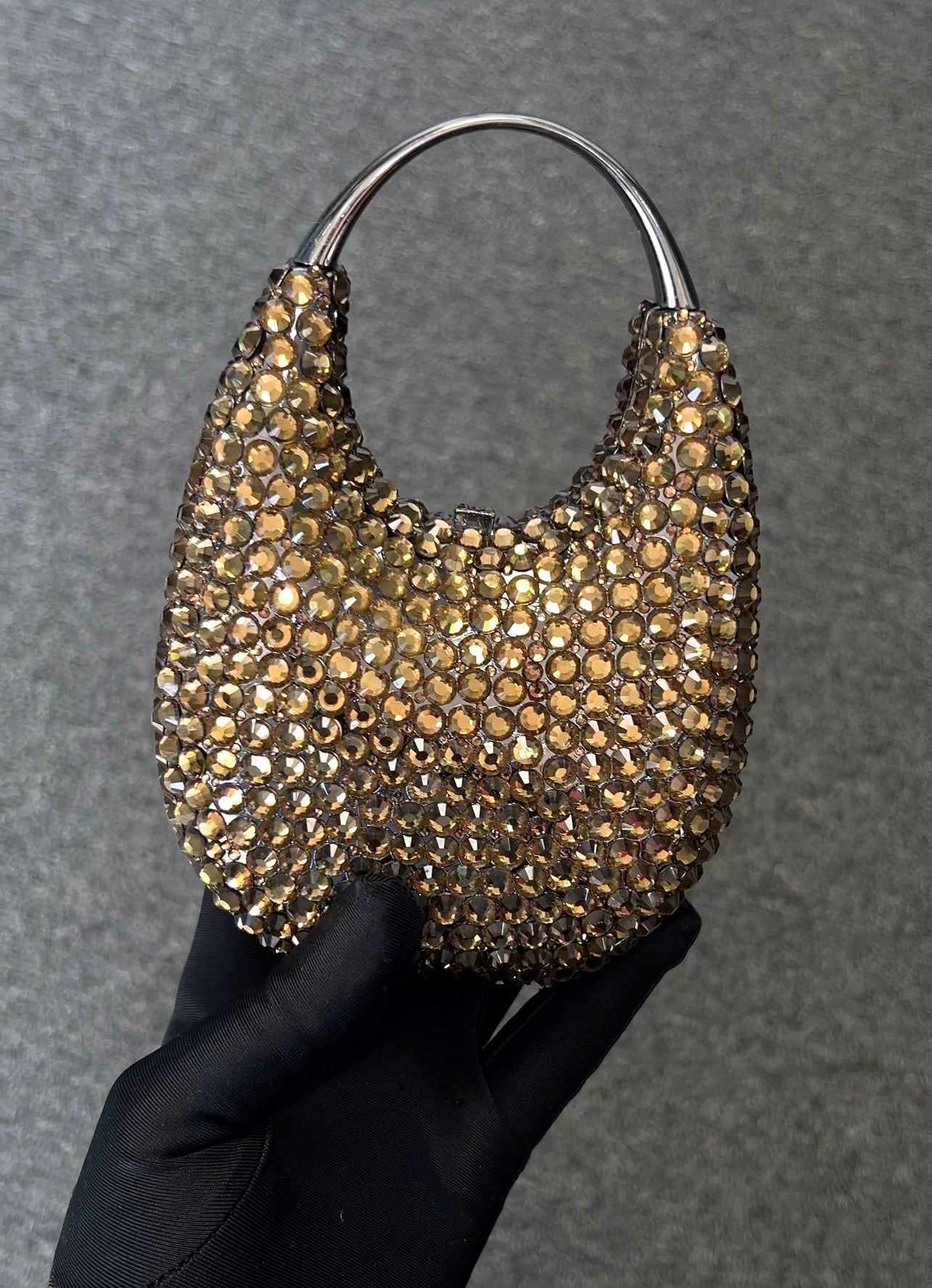 Crystal Brown studded handbag