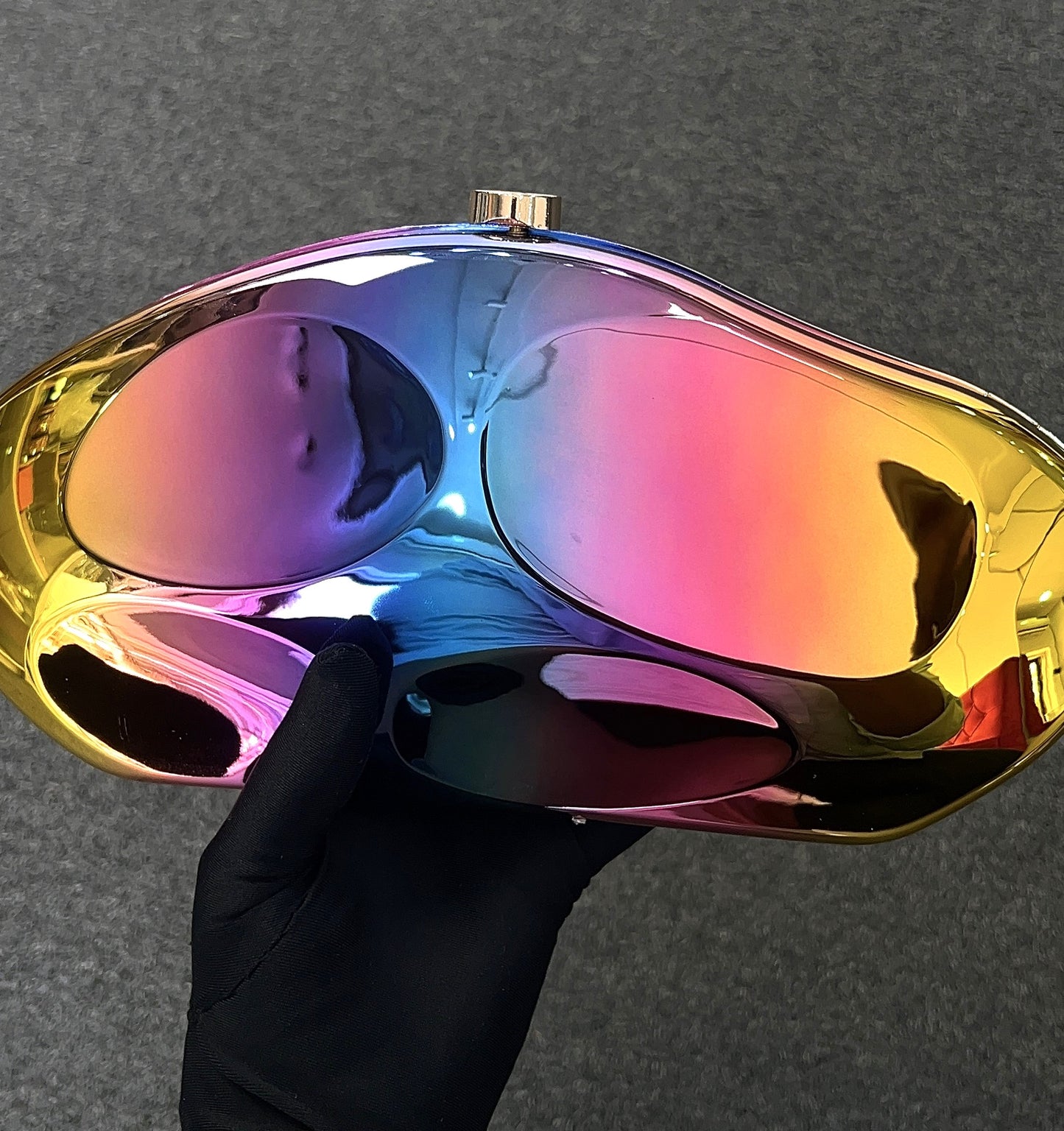 Holographic goggles perfect for fashion-forward looks and special occasions.