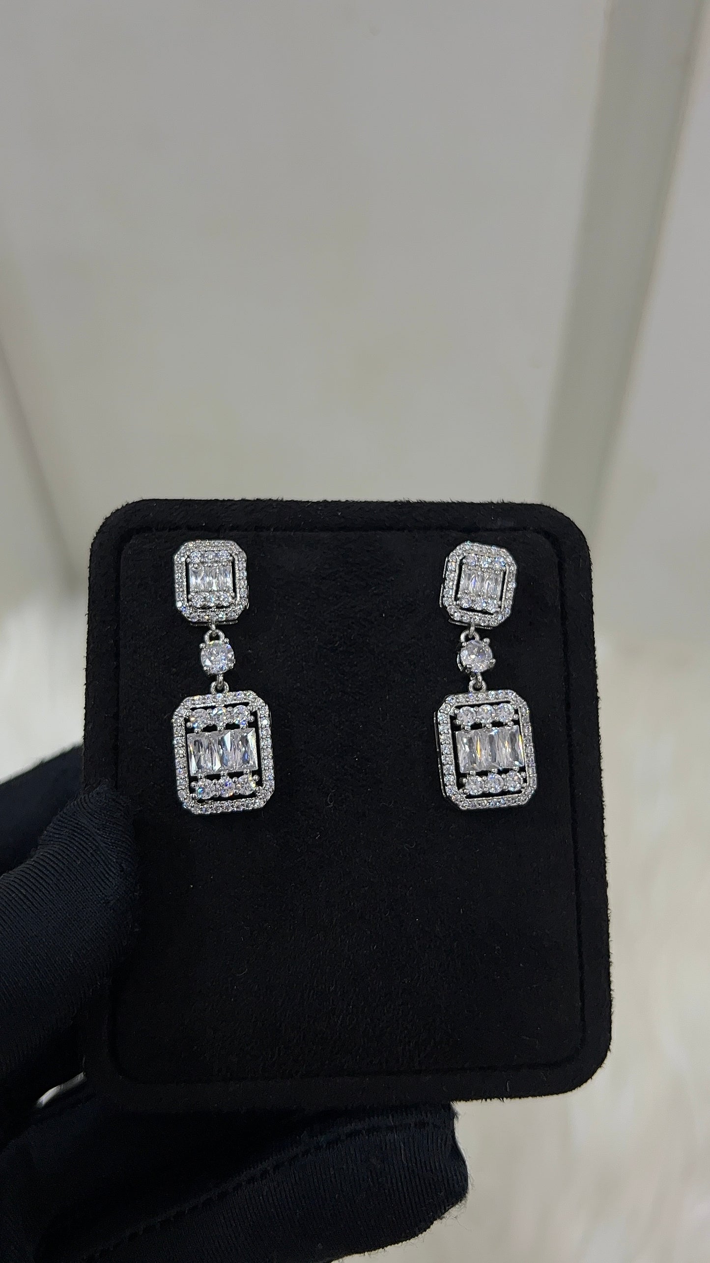 Pair of silver earrings ...Perfect for sophisticated brides, modern galas, and formal wear