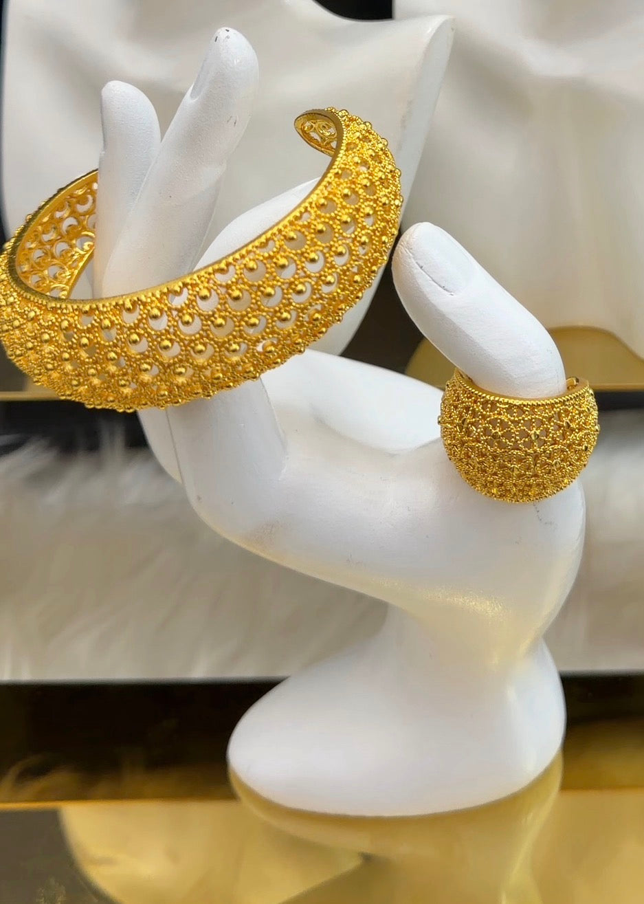 GOLD PLATED BANGLE AND RING