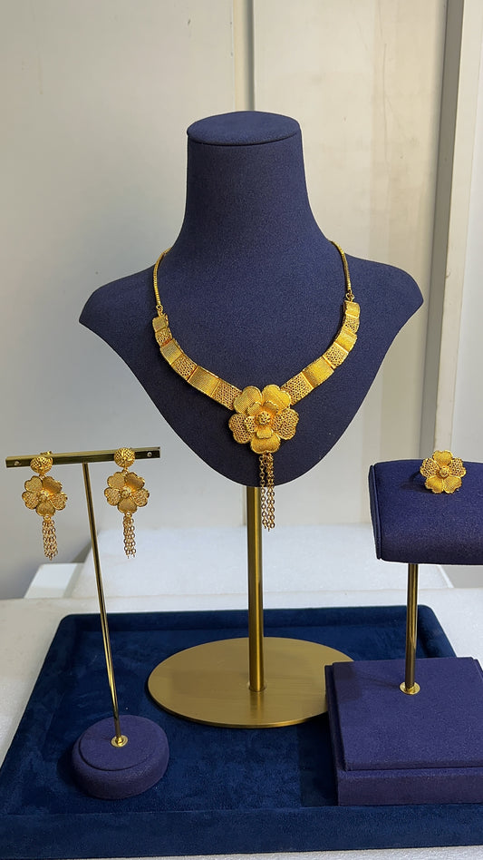 Accompanied by tiered marquise cluster drop earrings, a classic pavé tennis bracelet, and an adjustable statement ring, this all-inclusive suite guarantees a cohesive, ultra-luxurious look from head to toe for your wedding day or pageant stage.