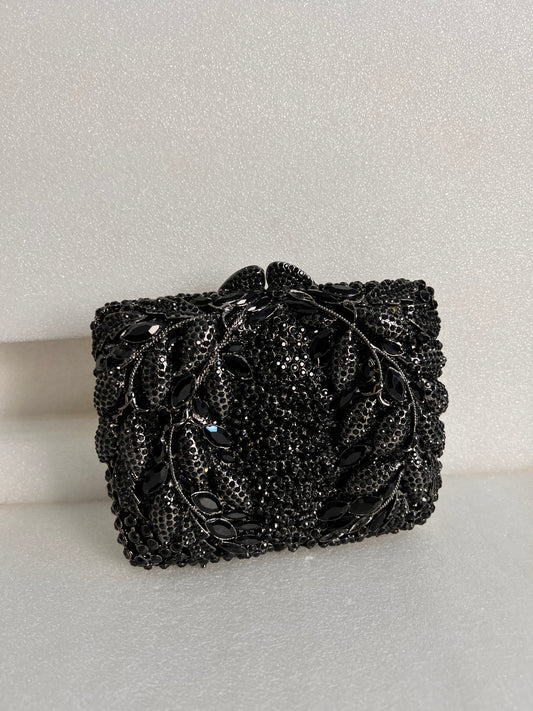 Black Swarovski clutch