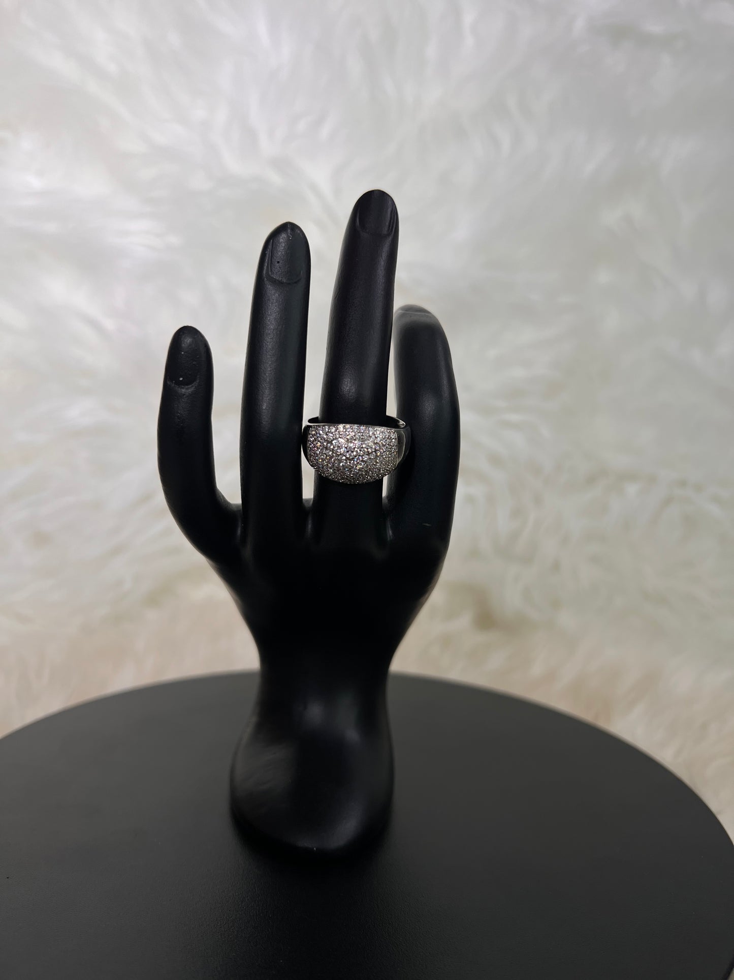 This timeless cocktail ring adds instant dramatic flair and luxury to evening wear, bridal parties, or formal gala events.